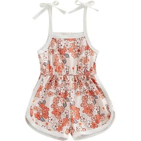 Thorn Tree Girl's Sleeveless Jumpsuit Bowknot Strap Button Closure Flamingo Romper Toddler Girls Clothes in Saudi Arabia