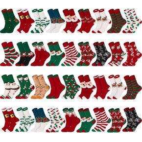 36 Pairs Christmas Fuzzy Socks Women Winter Warm Sock Bulk Xmas Snowman Fluffy Socks Xmas Gifts Holiday Novelty Colorful Patterns Santa Socks in Saudi Arabia