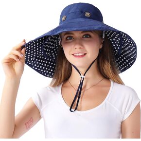 Packable Extra Large Brim Floppy Sun Hat Reversible UPF 50+ Beach Sun Bucket Hat in Kuwait