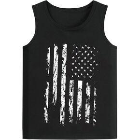 CM-Kid Men's Casual American Flag Tank Tops 4th July Independence Day USA Flag Sleeveless T-Shirt Gym Workout Patriotic Tees
