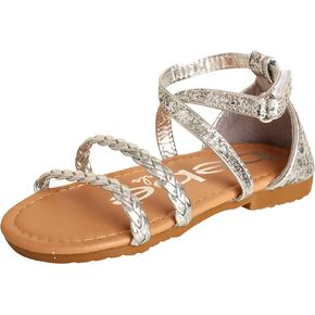 bebe Toddler Girls’ Sandals – Leatherette Braided Glitter Gladiator Sandal (5T-10T)