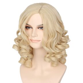 Miss U Hair Fairy Costume Wig for Women Girl Short Curly Yellow Blonde Hair Anime Cosplay Halloween Wig