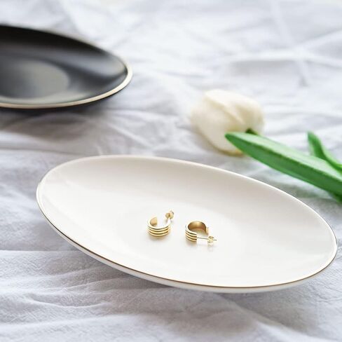 HANKOR Ceramic Key Bowl for Entryway Table, 7 x 4 Key Dish Tray Catch All Bowl, Small Decorative Bowl for Key Jewelry Ring, White in Kuwait