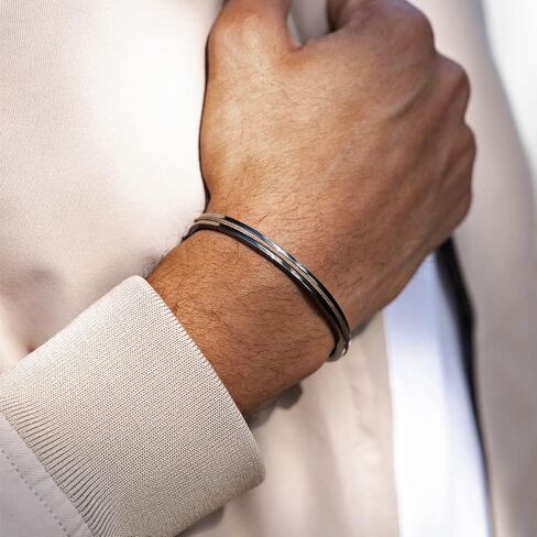 WearMe Pro Men's 3mm Cuff Bracelet with Rope Insert - Adjustable Size in Kuwait