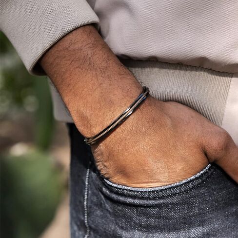 WearMe Pro Men's 3mm Cuff Bracelet with Rope Insert - Adjustable Size in Kuwait