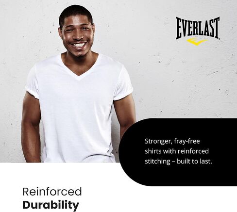 تي شيرت داخلي رجالي من Everlast مكون من 6 قطع أساسية برقبة على شكل حرف V - تي شيرت رجالي قطني قابل للتنفس وبدون علامات - تي شيرت للرجال in Saudi Arabia