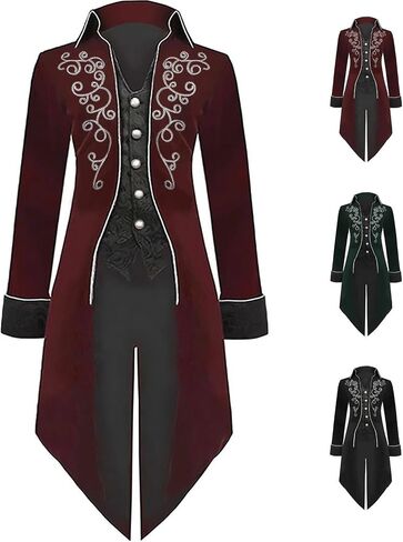 سترة رجالي من القرون الوسطى Steampunk عتيقة، زي موحد لعيد الهالوين على الطراز القوطي الفيكتوري وعصر النهضة in Kuwait
