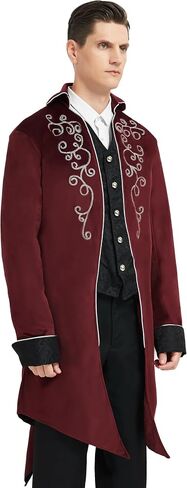سترة رجالي من القرون الوسطى Steampunk عتيقة، زي موحد لعيد الهالوين على الطراز القوطي الفيكتوري وعصر النهضة in Kuwait