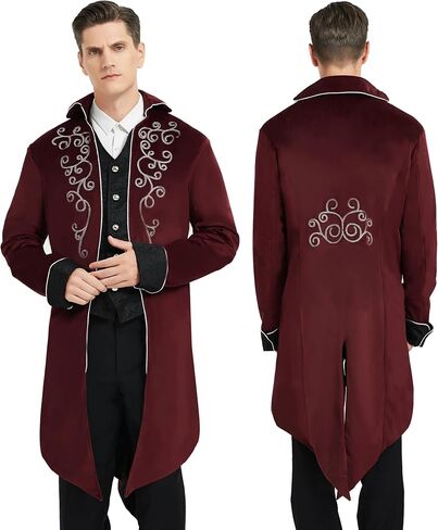 سترة رجالي من القرون الوسطى Steampunk عتيقة، زي موحد لعيد الهالوين على الطراز القوطي الفيكتوري وعصر النهضة in Kuwait