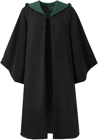 رداء الساحر للمراهقين البالغين، زي مدرسي ساحر للرجال والنساء، عباءة ساحرة بقلنسوة على طراز الكلية السحرية، رأس الهالوين، حفلة تنكرية للعب الأدوار (أخضر، مقاس XXL) in Kuwait