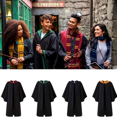 رداء الساحر للمراهقين البالغين، زي مدرسي ساحر للرجال والنساء، عباءة ساحرة بقلنسوة على طراز الكلية السحرية، رأس الهالوين، حفلة تنكرية للعب الأدوار (أخضر، مقاس XXL) in Kuwait
