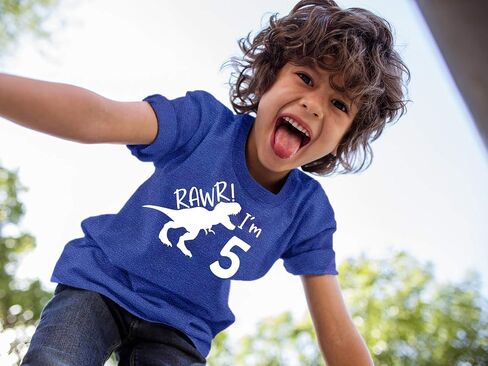 Rawr im 5 ديناصور عيد الميلاد الخامس قميص الصبي هدير خمس سنوات دينو التي شيرت ريكس المحملة in Kuwait