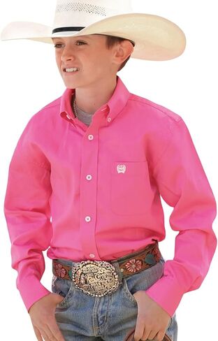 Cinch Boys' Hot Long Sleeve Shirt Pink Small in Saudi Arabia