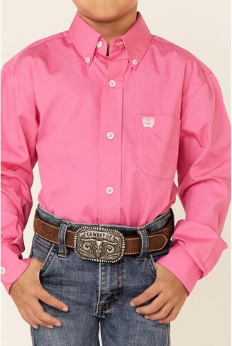 Cinch Boys' Hot Long Sleeve Shirt Pink Small in Saudi Arabia