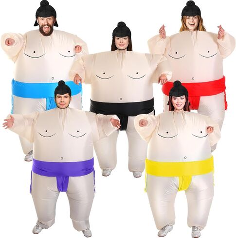 Unittype 5 Pack Inflatable Adult Sumo Costume Wrestler Wrestling Suits Inflatable Costume Inflatable Halloween Costumes for Men Women Halloween Cosplay Party in Saudi Arabia