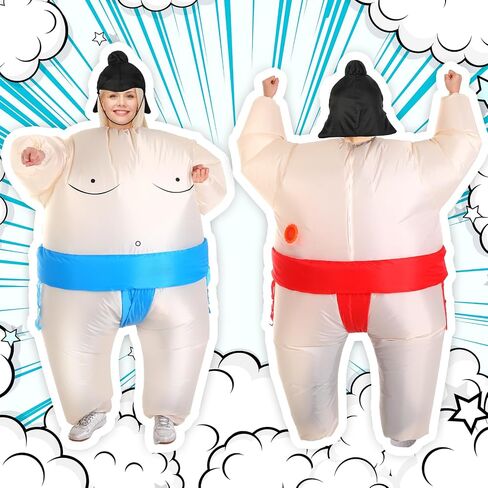 Unittype 5 Pack Inflatable Adult Sumo Costume Wrestler Wrestling Suits Inflatable Costume Inflatable Halloween Costumes for Men Women Halloween Cosplay Party in Saudi Arabia