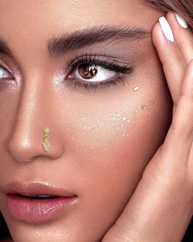 Fxiqini 12 قطعة مسمار الأنف المتدلي على شكل حرف L حلقة مسمار القلب ندفة الثلج الصليب نجمة فراشة لامعة تشيكوسلوفاكيا شكل الأنف ترصيع الفولاذ المقاوم للصدأ الأنف ثقب الأنف مجوهرات للنساء الرجال 20G الذهب والفضة لهجة in Kuwait