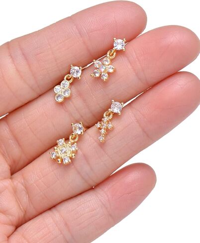 Fxiqini 12 قطعة مسمار الأنف المتدلي على شكل حرف L حلقة مسمار القلب ندفة الثلج الصليب نجمة فراشة لامعة تشيكوسلوفاكيا شكل الأنف ترصيع الفولاذ المقاوم للصدأ الأنف ثقب الأنف مجوهرات للنساء الرجال 20G الذهب والفضة لهجة in Kuwait