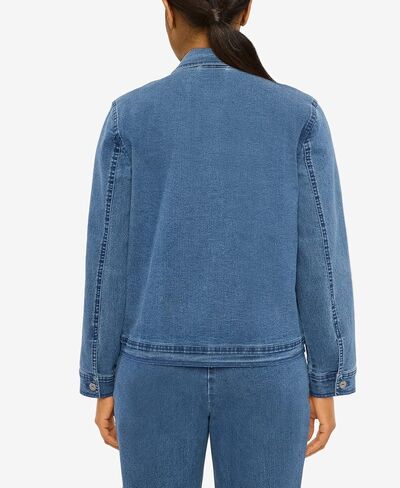 Alfred Dunner Women's Petite Flower Embroidered Denim Jacket in Saudi Arabia