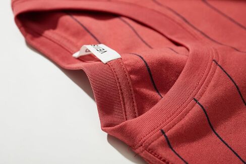 تي شيرت VEIISAR رجالي بياقة دائرية مخططة تي شيرت قطني كاجوال عتيق in Kuwait