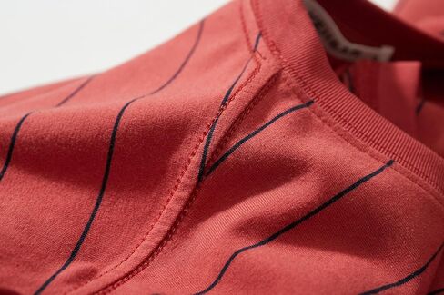 تي شيرت VEIISAR رجالي بياقة دائرية مخططة تي شيرت قطني كاجوال عتيق in Kuwait