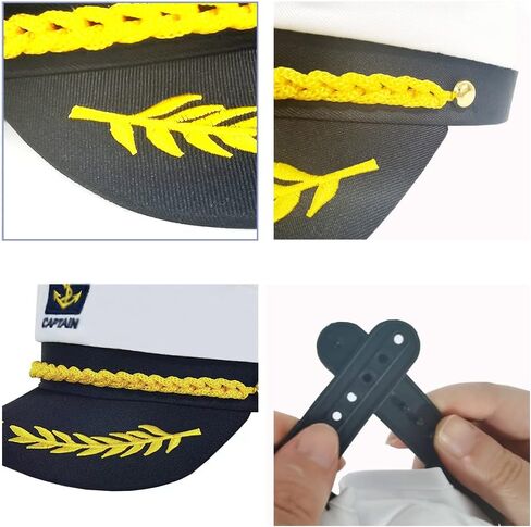 DMLBC Navy Hat Sailor Hat White Marine Hat Adjustable Cap Boating Accessory for Adult/Men/Woman/Kid Halloween Party in Kuwait