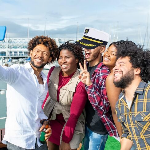 DMLBC Navy Hat Sailor Hat White Marine Hat Adjustable Cap Boating Accessory for Adult/Men/Woman/Kid Halloween Party in Kuwait