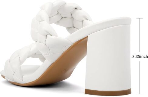 صنادل Greatonu النسائية بكعب مضفر ومربع مفتوح عند الأصابع وكعب صيفي سهل الارتداء مع كعب مكتنز in Kuwait