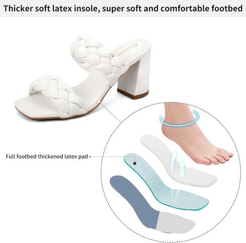 صنادل Greatonu النسائية بكعب مضفر ومربع مفتوح عند الأصابع وكعب صيفي سهل الارتداء مع كعب مكتنز in Kuwait