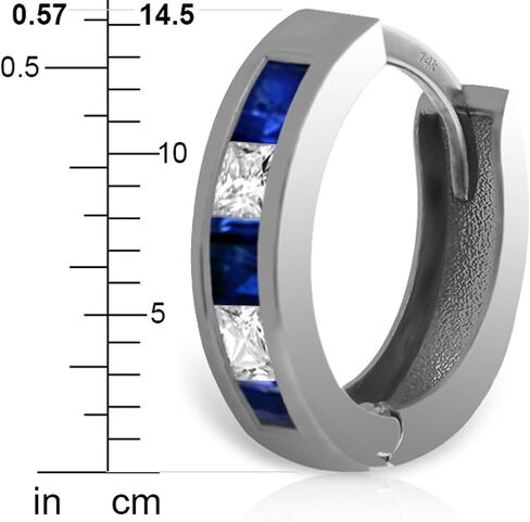 Galaxy Gold GG 14k White Gold Natural White Topaz and Sapphire Hoop Huggie Earrings in Saudi Arabia