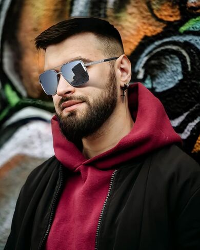 نظارات شمسية LUENX Aviator للرجال، إطار مستطيل كبير الحجم عصري للحماية من الأشعة فوق البنفسجية 400 in Kuwait