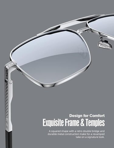 نظارات شمسية LUENX Aviator للرجال، إطار مستطيل كبير الحجم عصري للحماية من الأشعة فوق البنفسجية 400 in Kuwait