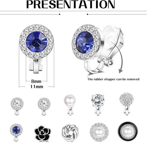 FIBO STEEL 10 Pairs Clip Earrings for Women Clip On Earrings for Non Pierced CZ Flower Simulated Freshwater Pearl Twist Knot Clip Earrings Sets Gold Silver Tone in Kuwait