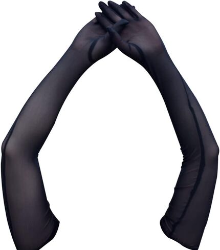 موتريدا قفازات طويلة شفافة من التول للنساء لحفلات الزفاف بلون سادة شفافة ورفيعة للغاية بطول 27.5 انش, Length 27.5 inch in Kuwait