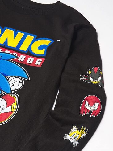 تي شيرت SEGA للأولاد Sonic the Hedgehog بأكمام طويلة - تي شيرت Sonic، Tails، Knuckles Sega، أسود، 4 US in Saudi Arabia
