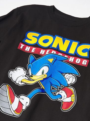 تي شيرت SEGA للأولاد Sonic the Hedgehog بأكمام طويلة - تي شيرت Sonic، Tails، Knuckles Sega، أسود، 4 US in Saudi Arabia