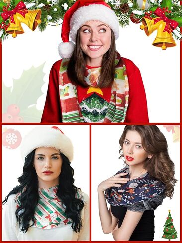Shinymoon 12 Pcs Christmas Loop Christmas Scarf Soft Lightweight Artistic Scarf Winter Circle Holiday Scarves for Women Girls Gift in Saudi Arabia