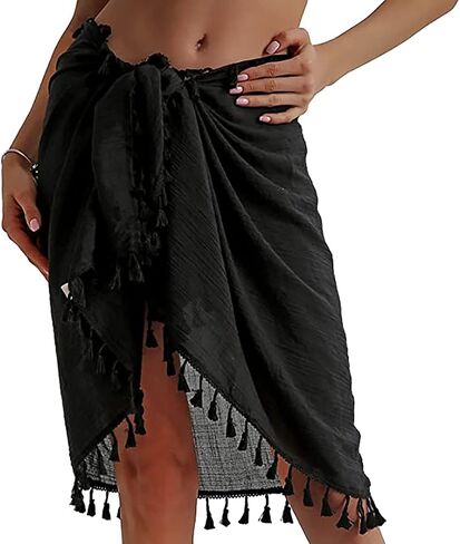 YULOONG المرأة الشاطئ التفاف التنانير قصيرة مهدب المئزر Sarong الشيفون ملابس السباحة يرفع بيكيني مثير التفاف in Kuwait