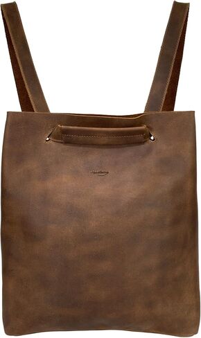 Heather's, Convertible Backpack to Shoulder Bag, Spacious Crossbody for Women, Squared Purse, Small Diaper Caddy, Commuting and Traveling, Full Grain Leather, Handmade, Bourbon Brown in Kuwait