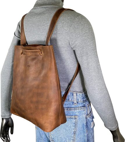 Heather's, Convertible Backpack to Shoulder Bag, Spacious Crossbody for Women, Squared Purse, Small Diaper Caddy, Commuting and Traveling, Full Grain Leather, Handmade, Bourbon Brown in Kuwait