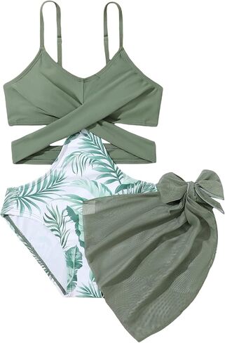 بدلة سباحة استوائية من قطعة واحدة للفتيات من WDIRARA وتنورة تغطية in Kuwait