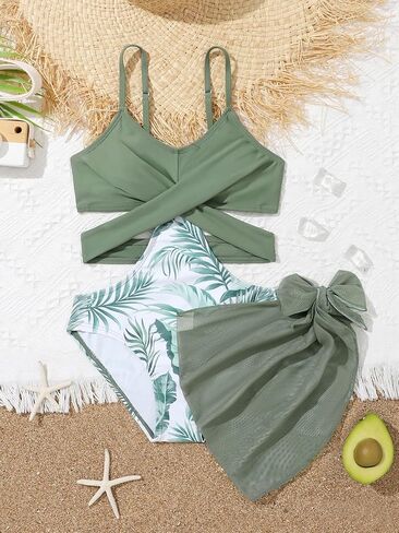 بدلة سباحة استوائية من قطعة واحدة للفتيات من WDIRARA وتنورة تغطية in Kuwait