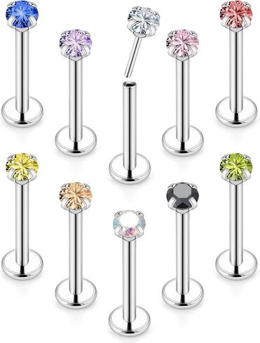 Vsnnsns 20G 18G 16G دفع في حلقات الشفاه الفولاذ المقاوم للصدأ الجراحية مجوهرات Labret مونرو الشفاه خواتم مسمار الغضروف الزنمة الحلزون أقراط ترصيع الأنف الدائري ميدوسا ثقب المجوهرات للنساء الرجال 3 مم تشيكوسلوفاكيا 10 قطع in Kuwait