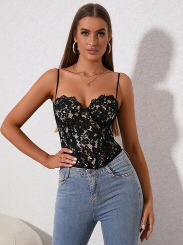 مشد علوي مثير من الدانتيل من Colysmo مع حزام سباغيتي بوستير للخروج للنوادي للنساء in Kuwait