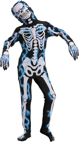 زي هيكل عظمي البرق من Spooktacular Creations للأولاد، زي هيكل عظمي لفستان الهالوين وحفلات الكرنفال in Saudi Arabia
