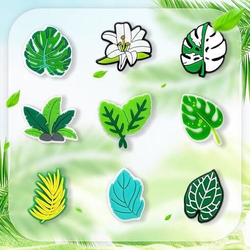 Tashrasia 25Pcs Plants Shoe Charms for Clogs Sandals Bracelet Wristband Slippers Water Shoes, Potted Leaf Flower Shoe Decoration Charms for Kids Girls Adults Party Favor Gifts in Kuwait