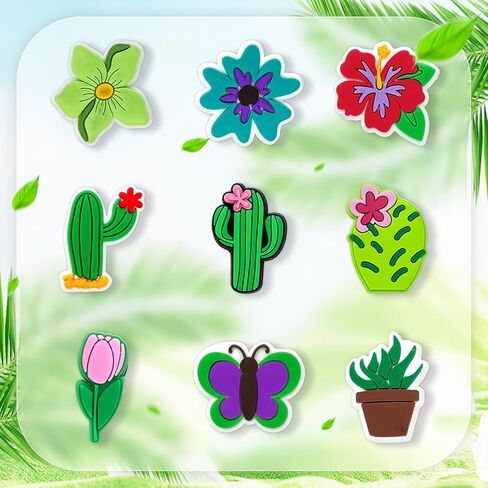 Tashrasia 25Pcs Plants Shoe Charms for Clogs Sandals Bracelet Wristband Slippers Water Shoes, Potted Leaf Flower Shoe Decoration Charms for Kids Girls Adults Party Favor Gifts in Kuwait