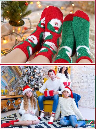 Liitrsh 50 Pairs Christmas Socks Fuzzy Socks with Grips for Women Fuzzy Socks Winter Warm Socks Colorful Novelty Crew Socks Warm Winter Holiday Kid Women Creative Christmas Socks in Saudi Arabia