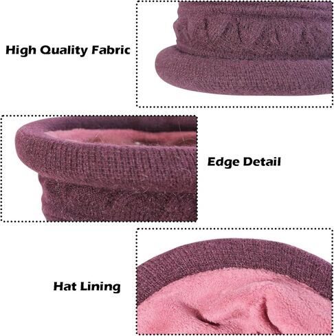 Women Winter Knit 1920s Vintage Bucket Bowler Hat Round Brim Warm Hat in Kuwait