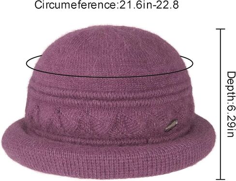 Women Winter Knit 1920s Vintage Bucket Bowler Hat Round Brim Warm Hat in Kuwait